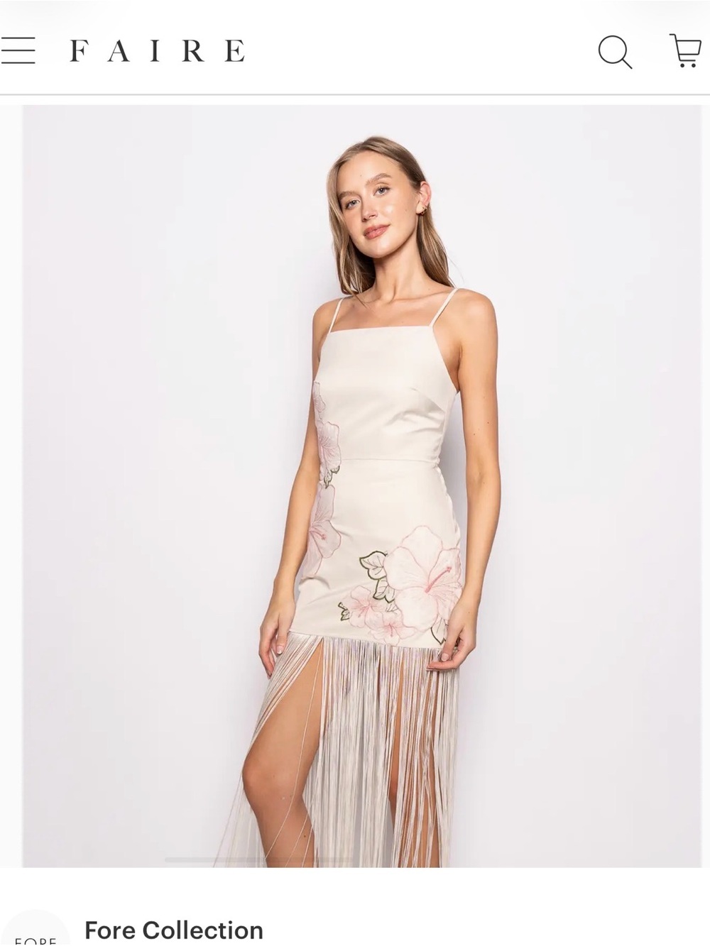 G/FORE Cream Floral Fringe Mini Dress